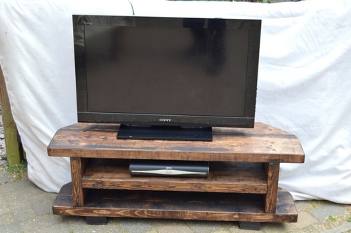 Corner rustic pine unit - pine, tv