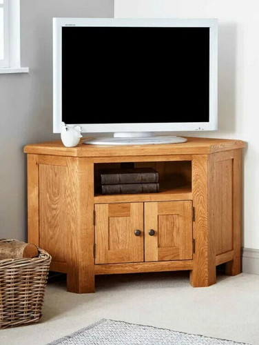 Rustic oak corner stand - rustic,